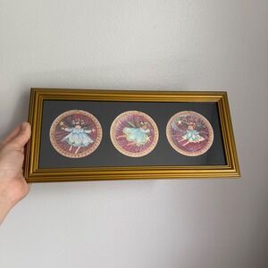 Anna Perenna Pat Hill Angel Art Framed Triptych Gold Frame Celestial Decor